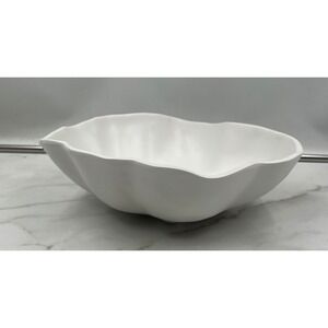 Beatriz Ball White Melamine Serving Bowl Organic Wavy Rim Footed 100% Melamine